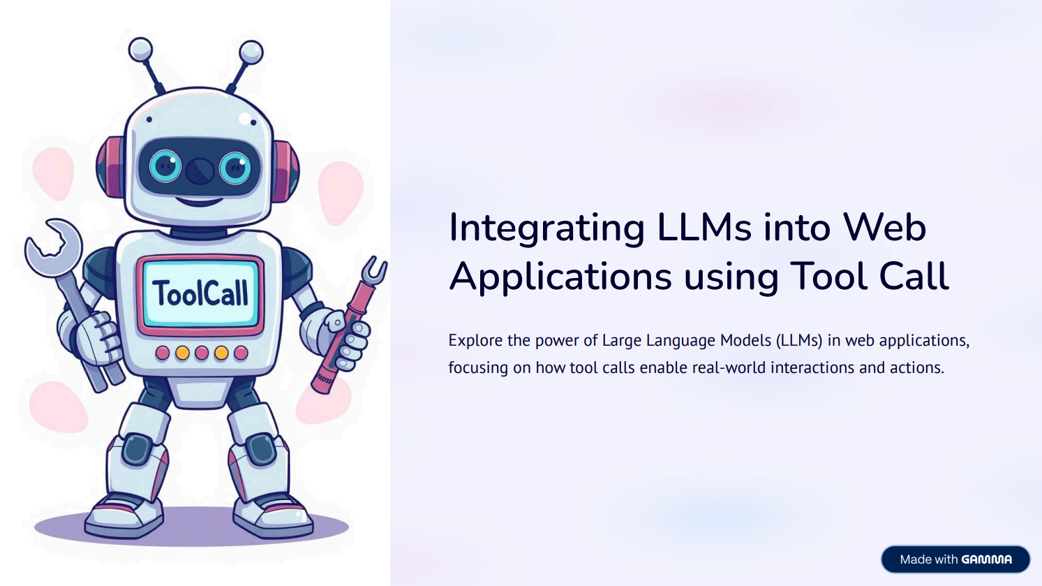 Integrating LLMs into Web Applications using Tool Call